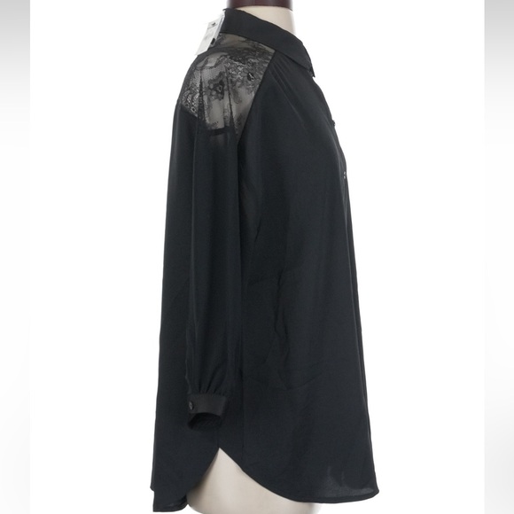 NWT Express Black Blouse with Sheer Sleeves - Picture 4 of 5